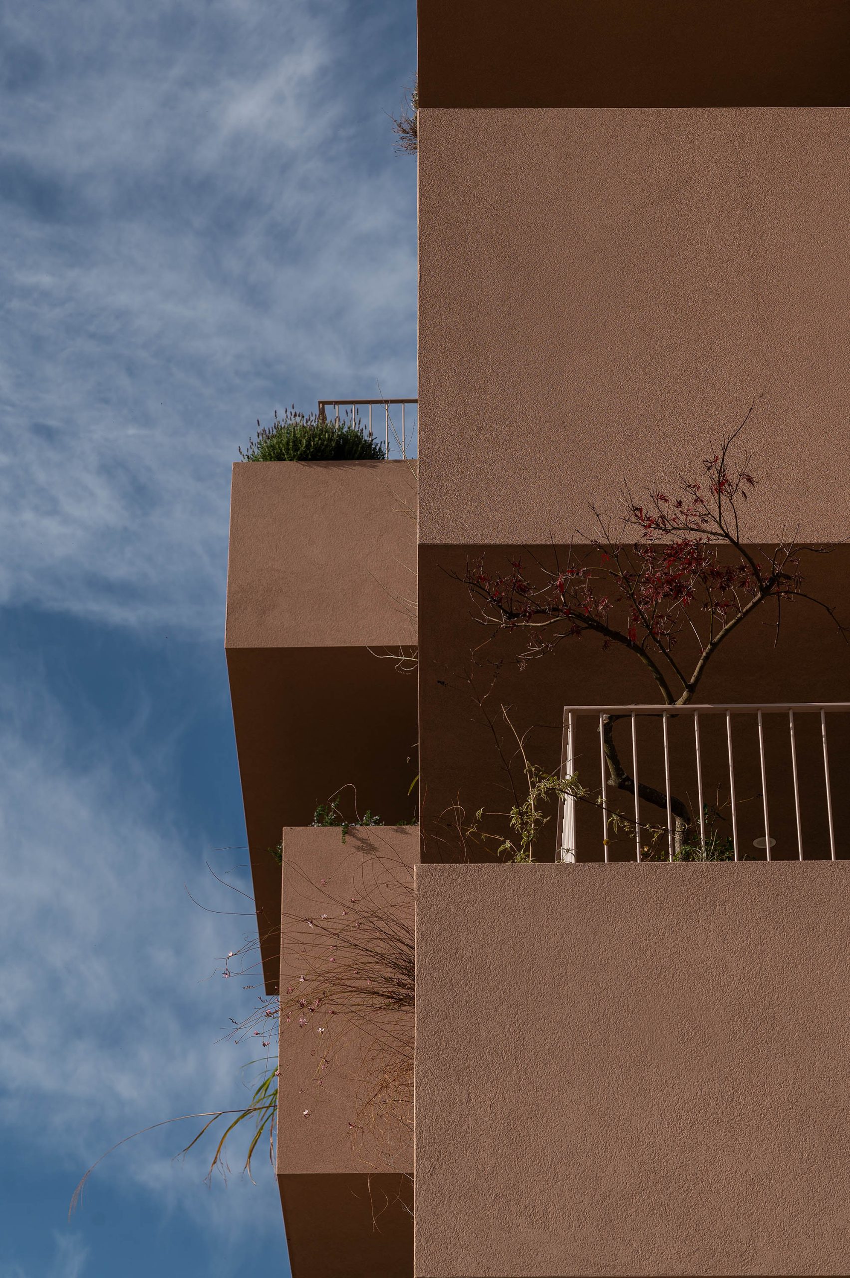 Detalhe da volumetria e contraste cromático do edifício em Penafiel.