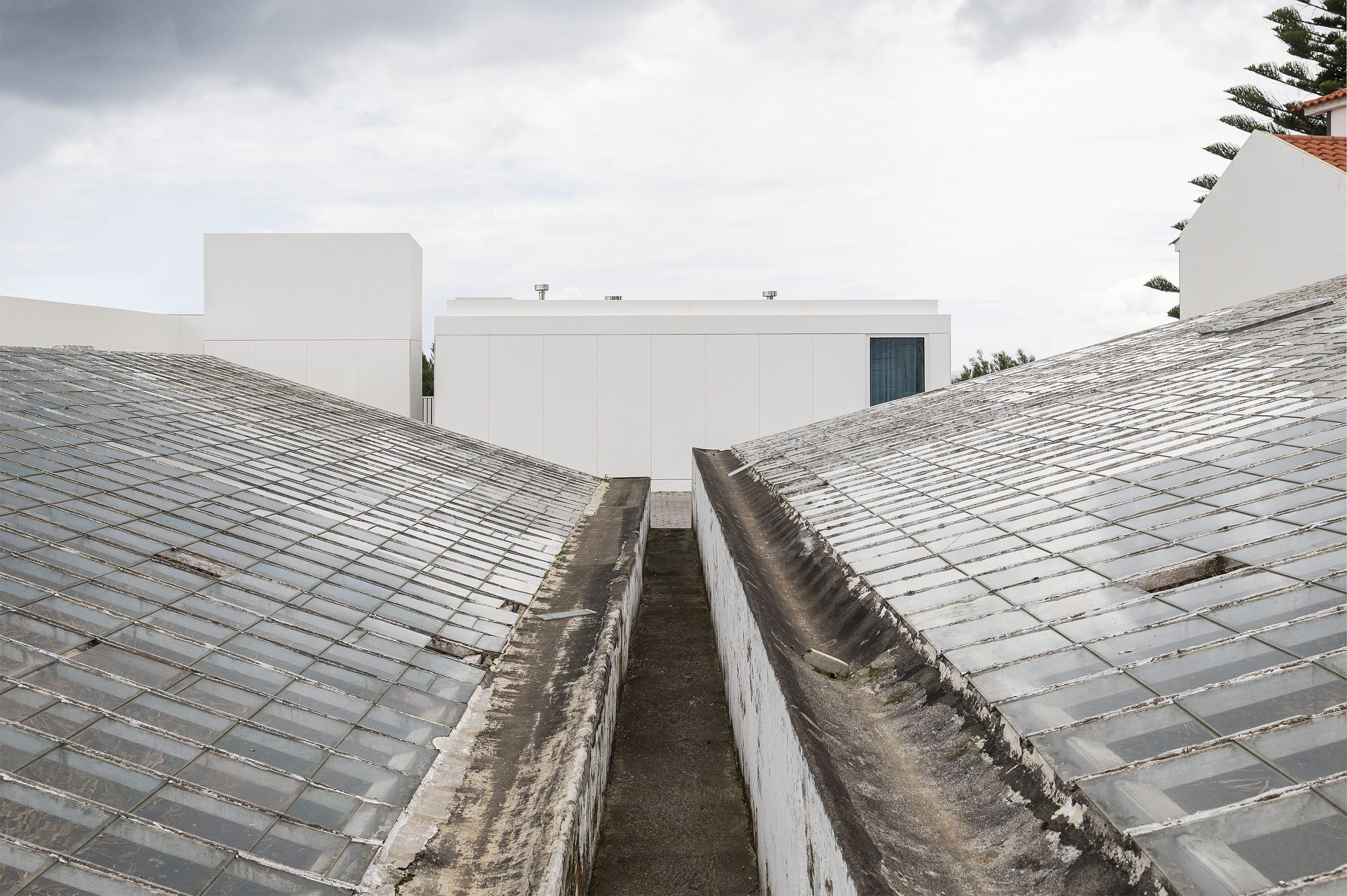 Fachada branca da Casa AC em São Roque, projeto Sal Arquitetos